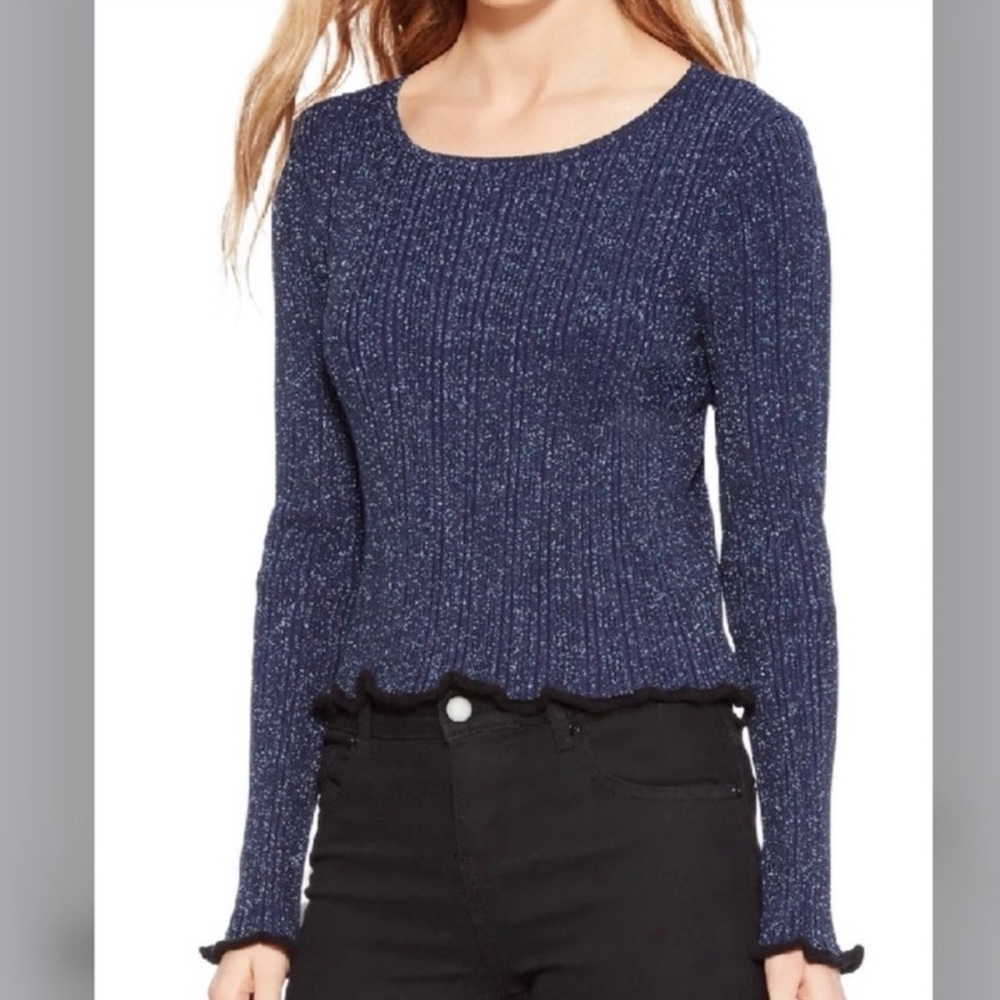 NWT Parker blue Hillary glitter holiday crop sweater